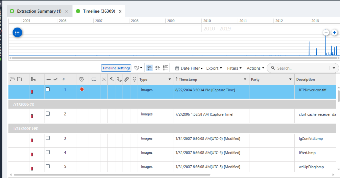 Cellebrite Tagging and Bookmarking Screen